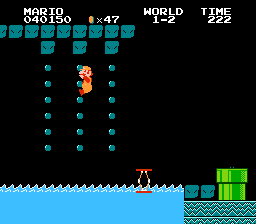 Mario climbing ropes in 1-2