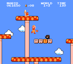 Mario shooting fireballs in 1-3